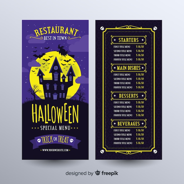 Szablon Halloweenowy Menu