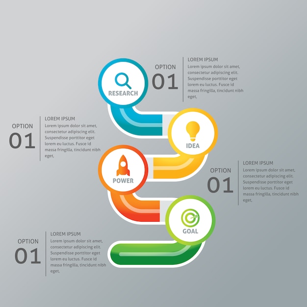 Bezpłatny wektor szablon infograficzny firmy rounded step