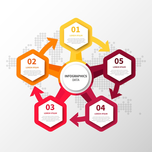 Szablon Infograficzny Z Sześciokątami I Strzałkami