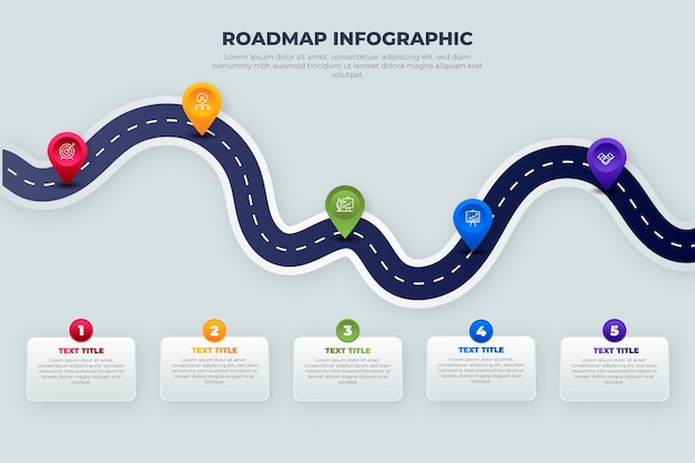 Szablon infografiki gradientowej mapy drogowej