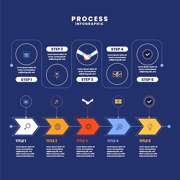 Szablon Infografiki Liniowego Procesu Płaskiego