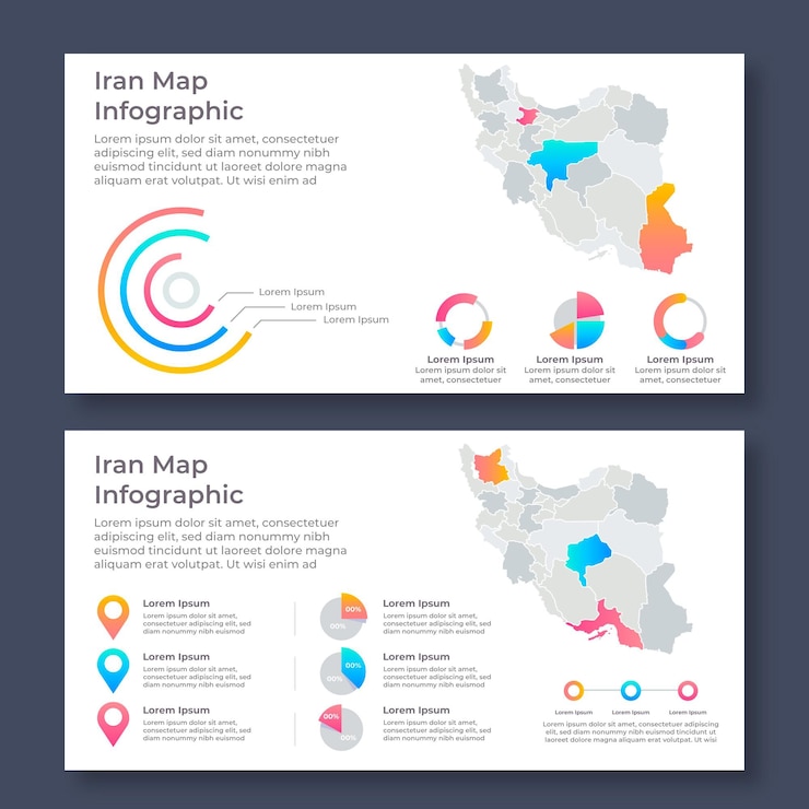 Bezpłatny plik Wektor szablon infografiki liniowej mapy iranu