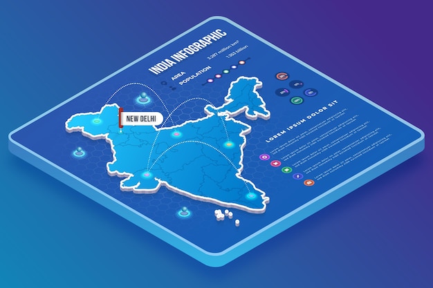 Szablon Infografiki Mapy Izometryczny Indii