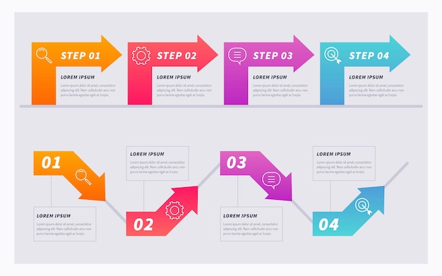 Bezpłatny wektor szablon infografiki osi czasu gradientu
