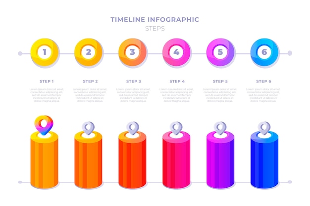 Szablon infografiki osi czasu gradientu