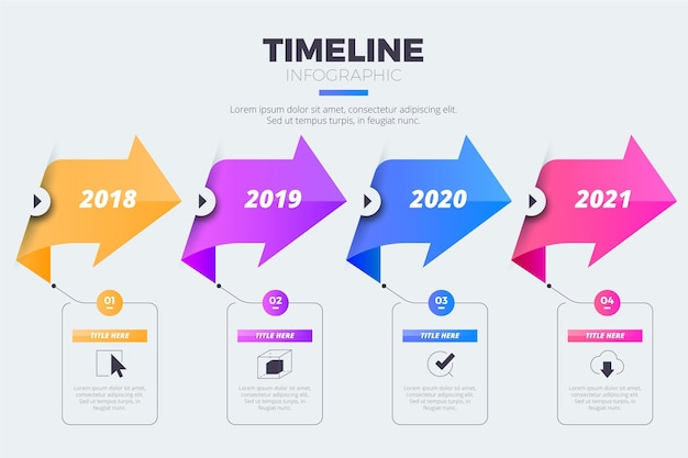 Bezpłatny wektor szablon infografiki osi czasu gradientu