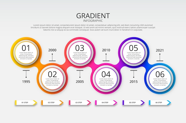 Bezpłatny wektor szablon infografiki osi czasu gradientu