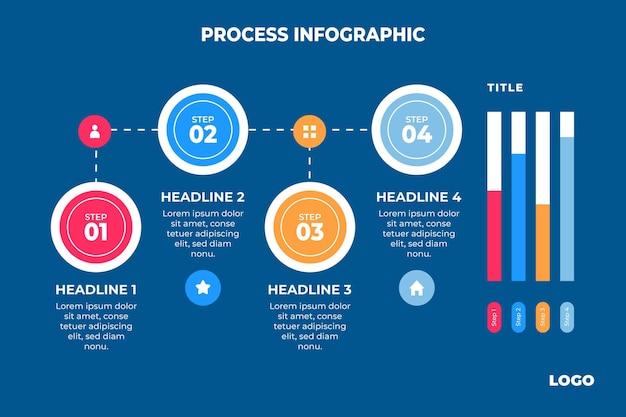 Szablon Infografiki Płaskiego Procesu