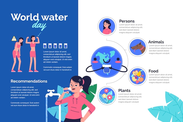 Szablon Infografiki Płaskiego światowego Dnia Wody