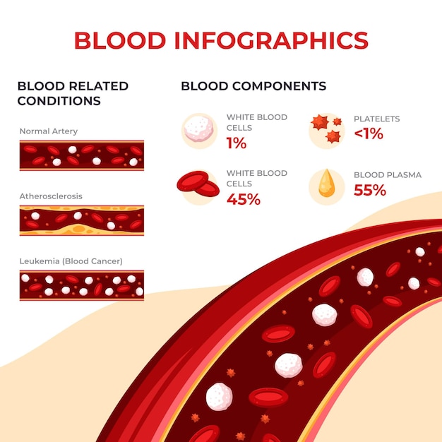 Bezpłatny wektor szablon infografiki płaskiej krwi