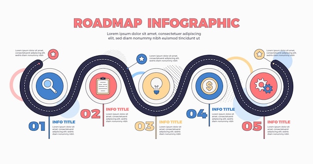 Szablon Infografiki Płaskiej Mapy Drogowej