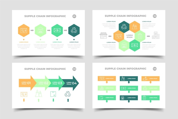 Bezpłatny wektor szablon infographic łańcucha dostaw