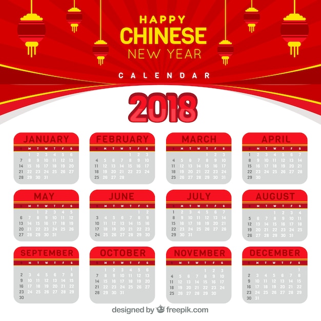 Szablon Kalendarza Chiński Nowy Rok