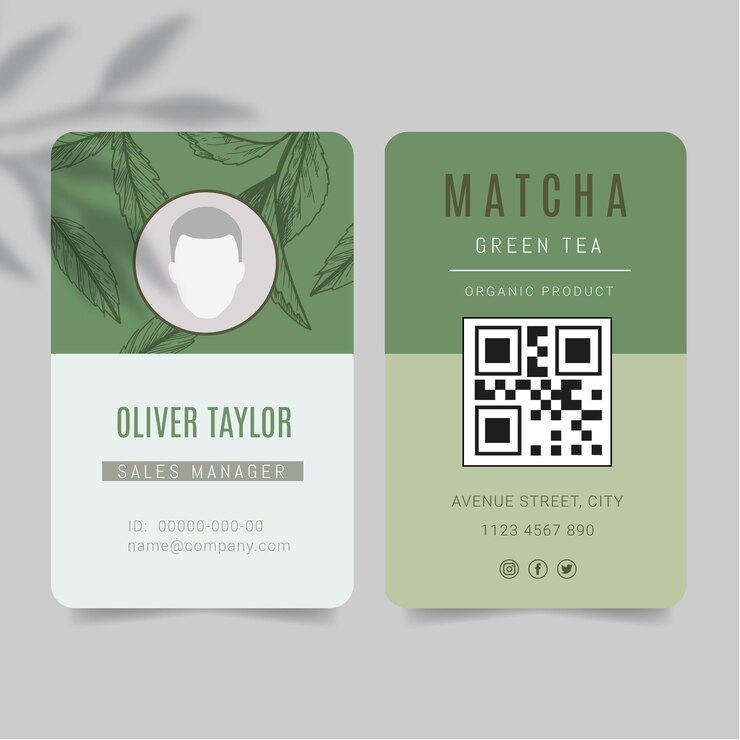 Bezpłatny plik Wektor szablon karty identyfikacyjnej herbaty matcha