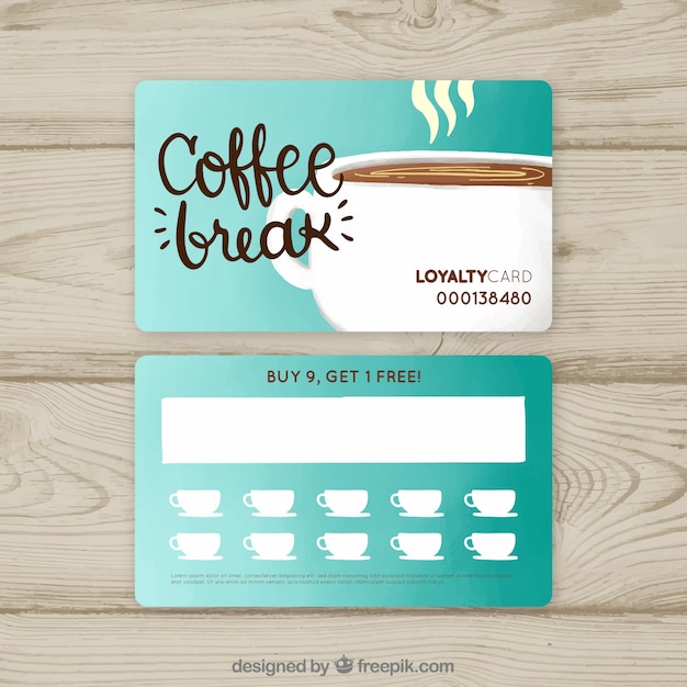 Bezpłatny wektor szablon karty lojalnościowe z kuponów kawowych