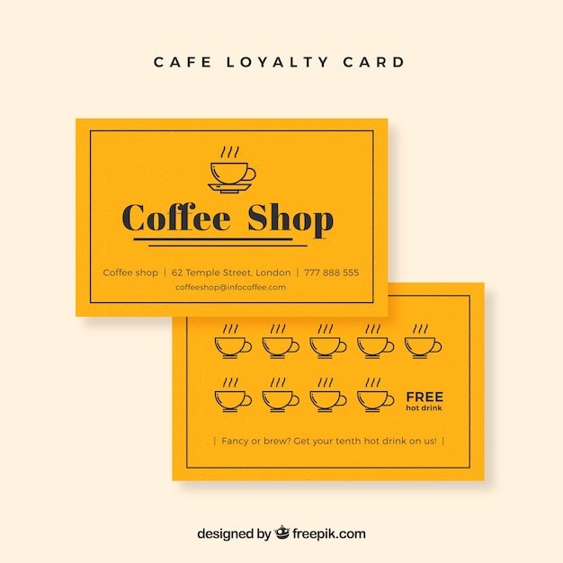 Bezpłatny wektor szablon karty lojalnościowej nowoczesny sklep z kawą