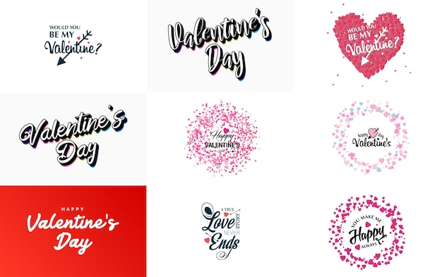 Bezpłatny wektor szablon karty z pozdrowieniami happy valentine's day z motywem kwiatowym i czerwono-różową kolorystyką