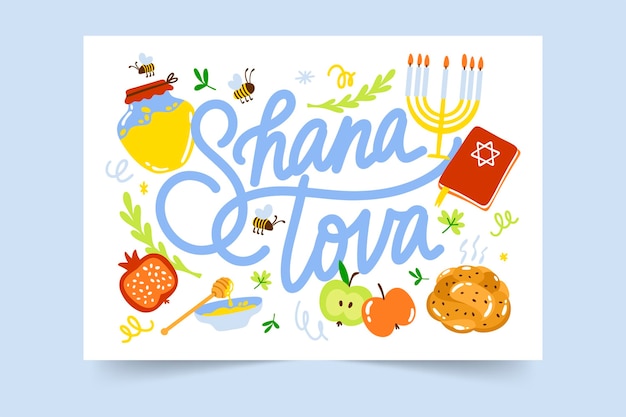 Szablon karty z pozdrowieniami Shana tova