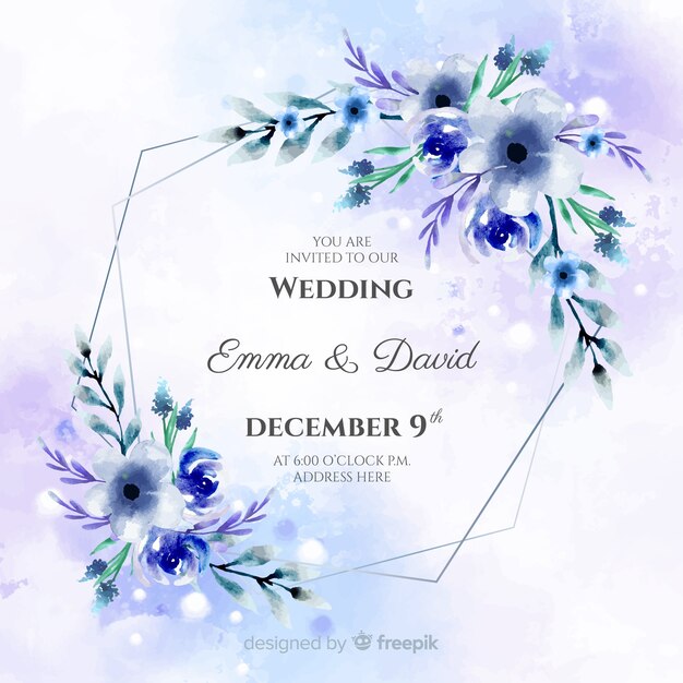 Szablon karty zaproszenie na ślub kwiatowy