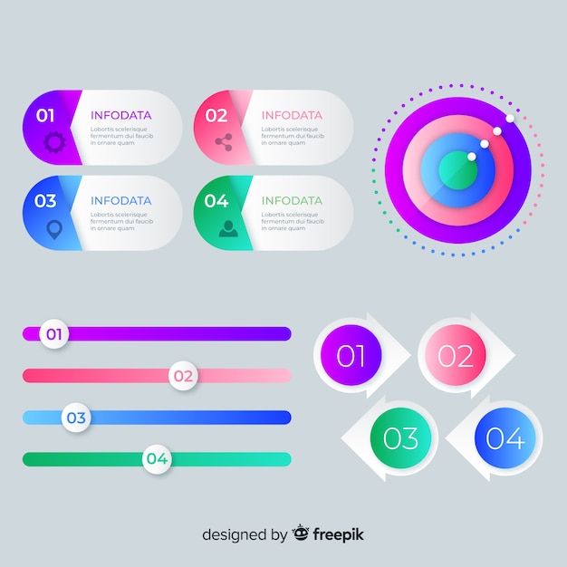 Bezpłatny wektor szablon kolekcji kroki infografiki