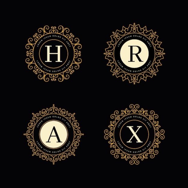 Bezpłatny wektor szablon kolekcji luksusowe logo retro