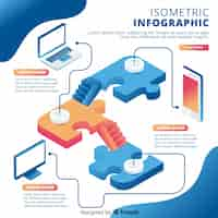 Bezpłatny wektor szablon kolorowy infografiki izometryczny