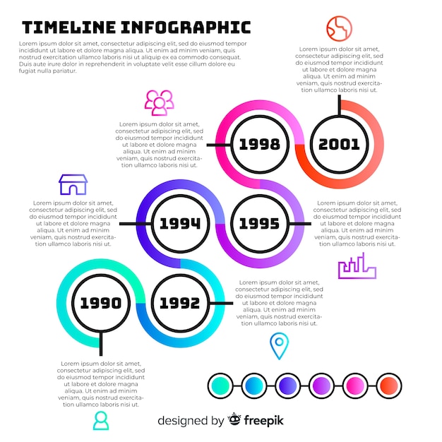 Bezpłatny wektor szablon kolorowy nowoczesny osi czasu infographic