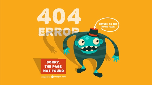 Bezpłatny wektor szablon kreskówki dla błędu 404