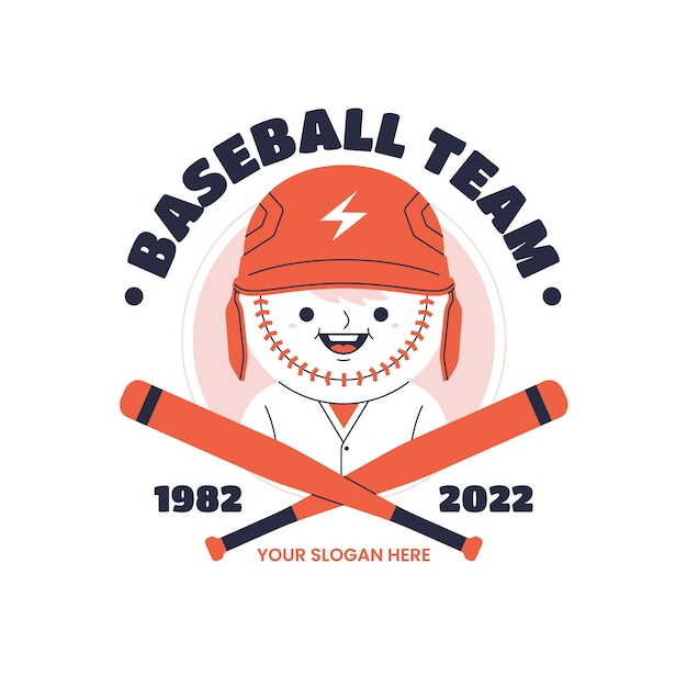 Bezpłatny wektor szablon logo baseballu o płaskiej konstrukcji