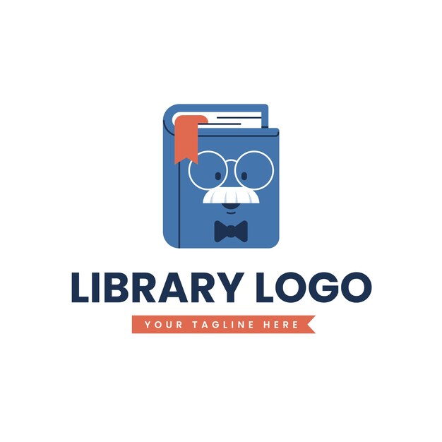 Szablon logo biblioteki płaskiej konstrukcji