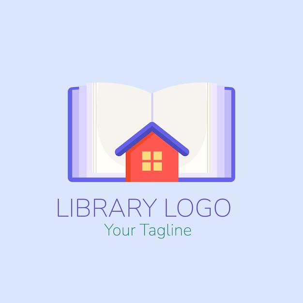 Bezpłatny wektor szablon logo biblioteki płaskiej konstrukcji