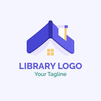 Szablon logo biblioteki płaskiej konstrukcji