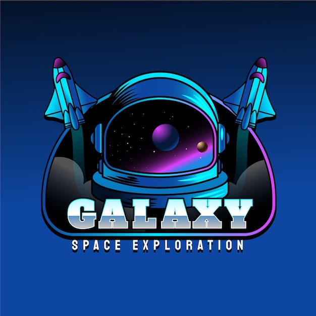 Szablon logo galaktyki w kolorze gradientu