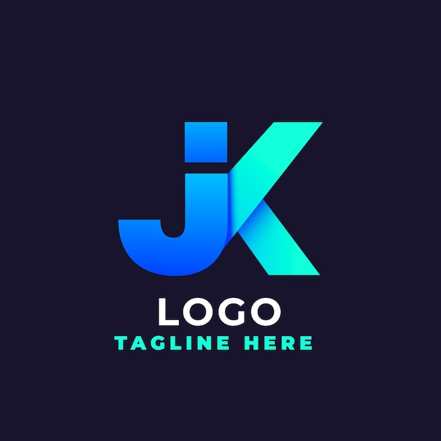 Bezpłatny wektor szablon logo gradient jk