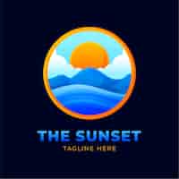 Bezpłatny wektor szablon logo gradientowego zachodu słońca