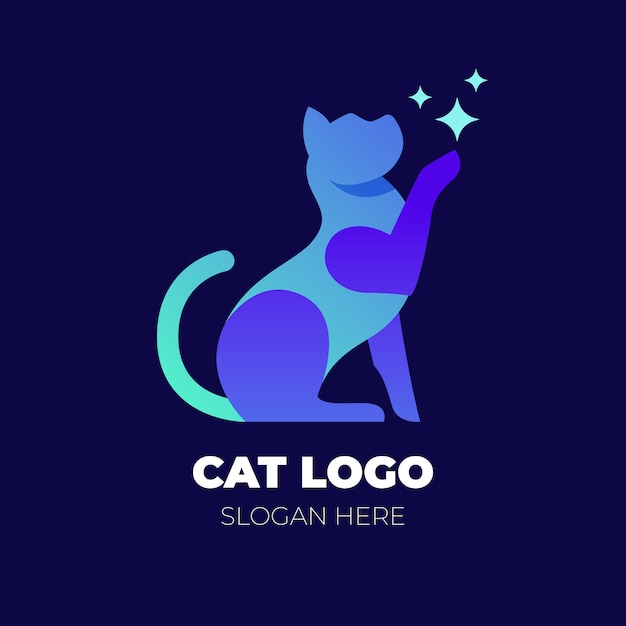 Bezpłatny wektor szablon logo gradientu kota