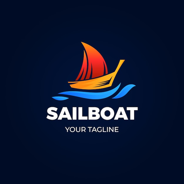 Bezpłatny wektor szablon logo gradientu łodzi