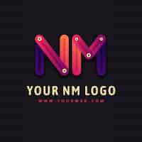 Bezpłatny wektor szablon logo gradientu nm lub mn