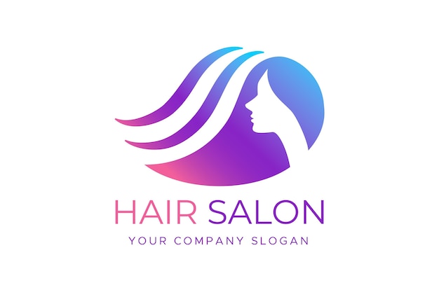 Bezpłatny wektor szablon logo gradientu salon fryzjerski