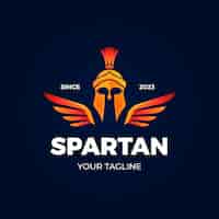 Bezpłatny wektor szablon logo gradientu spartańskiego hełmu
