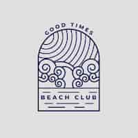 Bezpłatny wektor szablon logo klubu plażowego o płaskiej konstrukcji