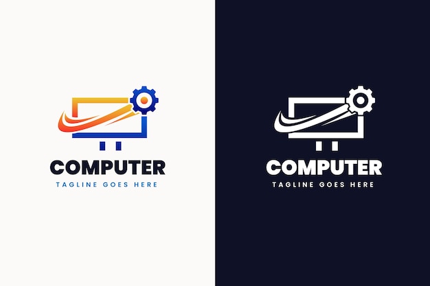 Bezpłatny wektor szablon logo komputera technicznego