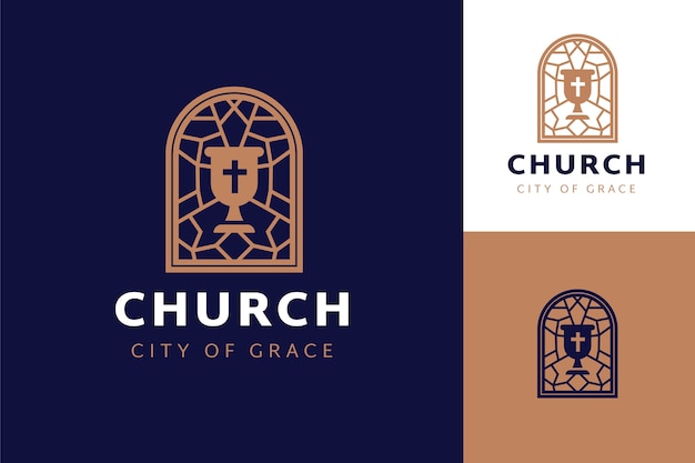 Bezpłatny wektor szablon logo kościoła o płaskiej konstrukcji