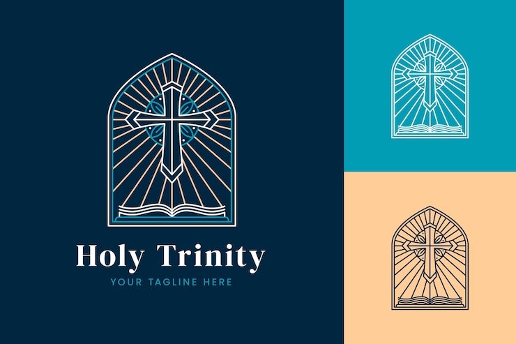 Bezpłatny plik Wektor szablon logo kościoła o płaskiej konstrukcji