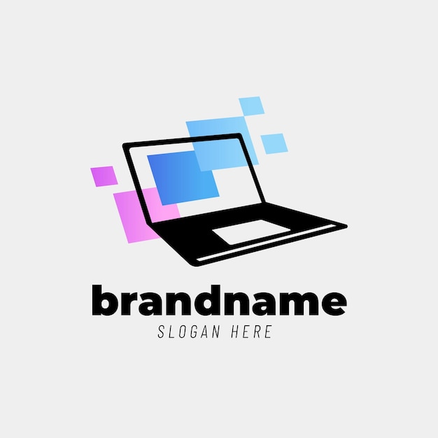 Bezpłatny wektor szablon logo kreatywnego gradientowego laptopa