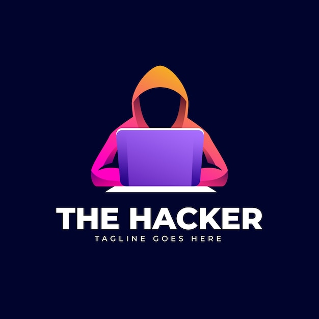 Bezpłatny wektor szablon logo kreatywnego hakera