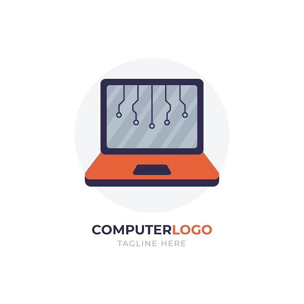 Bezpłatny wektor szablon logo kreatywnego komputera