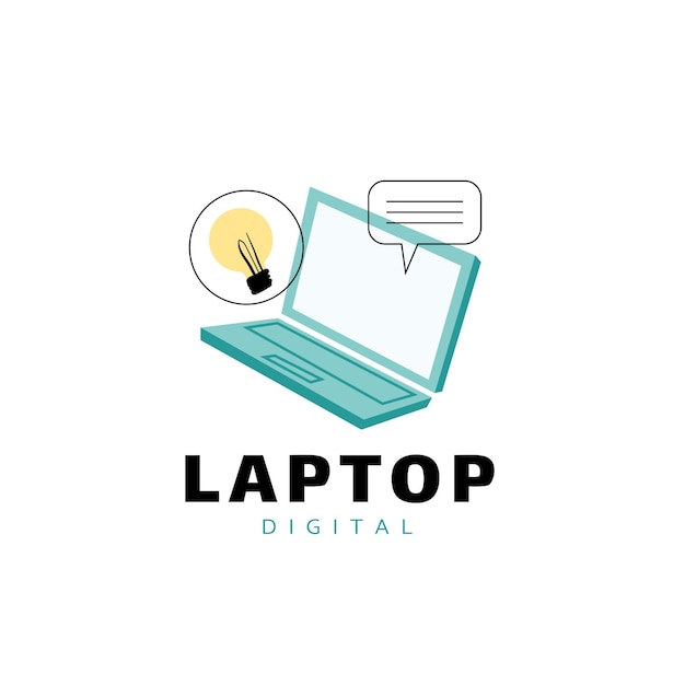 Bezpłatny wektor szablon logo kreatywnego płaskiego laptopa