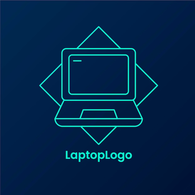 Bezpłatny wektor szablon logo kreatywnych liniowych płaskich laptopów