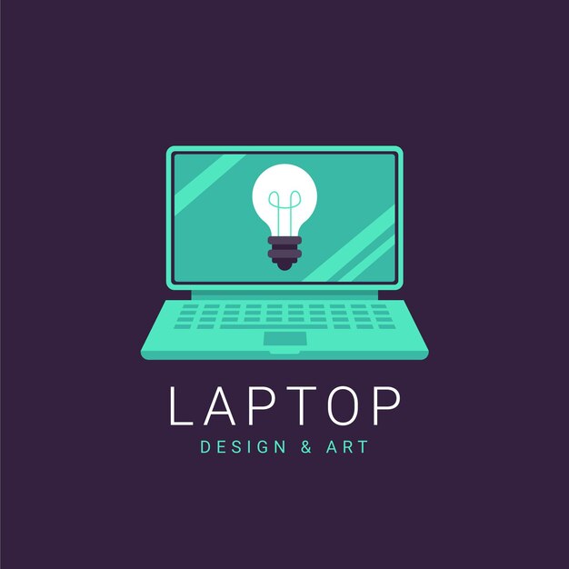 Szablon logo laptopa o płaskiej konstrukcji